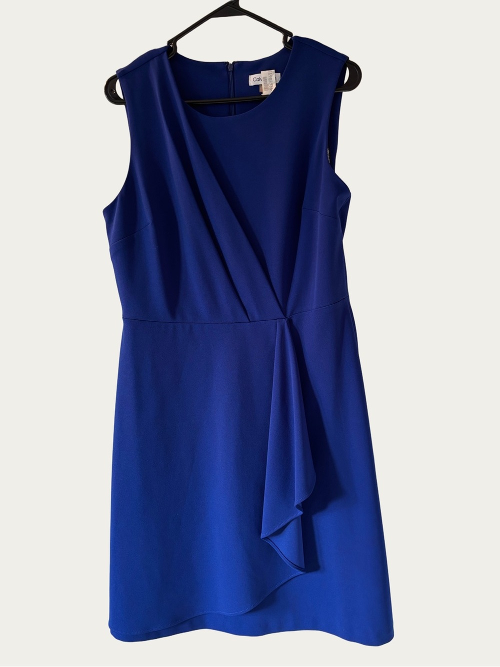 Calvin Klein Cobalt Blue Sleeveless Draped Sheath Dress - Size 12
